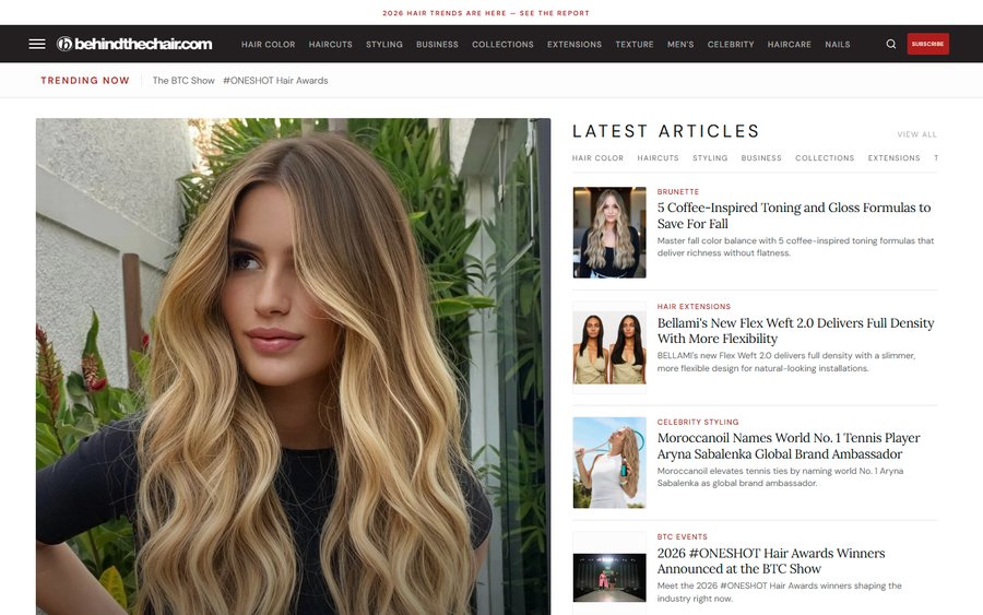 Behindthechair.com homepage screenshot