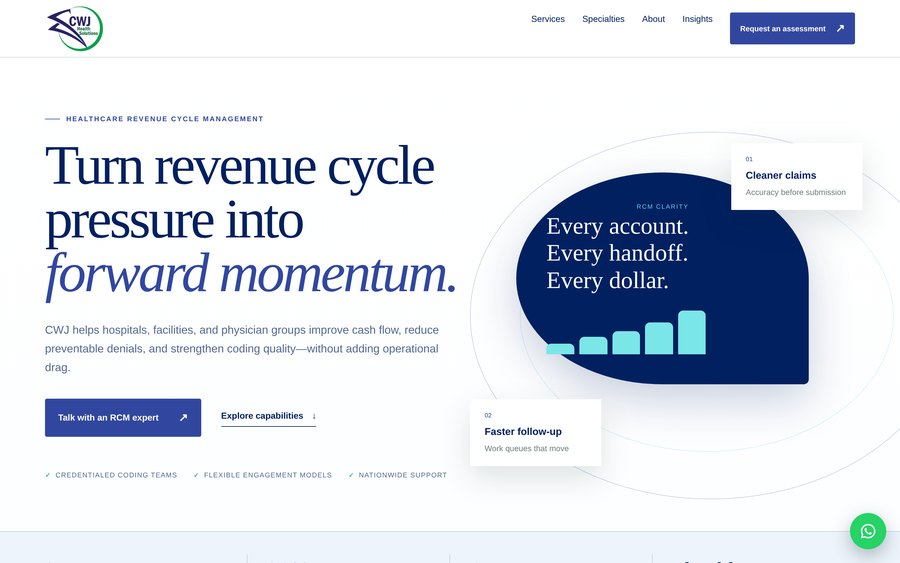 CWJ Health Solutions homepage screenshot