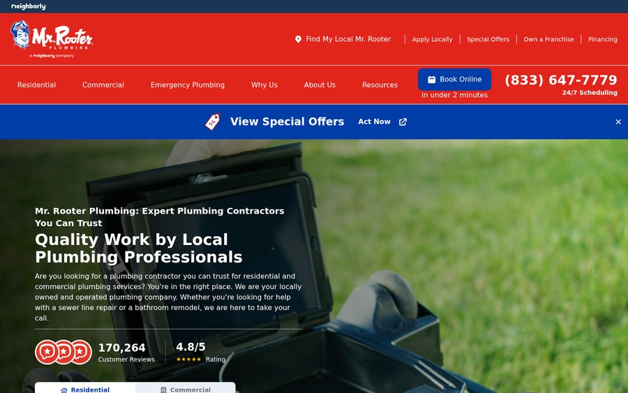 Mr. Rooter Plumbing homepage screenshot