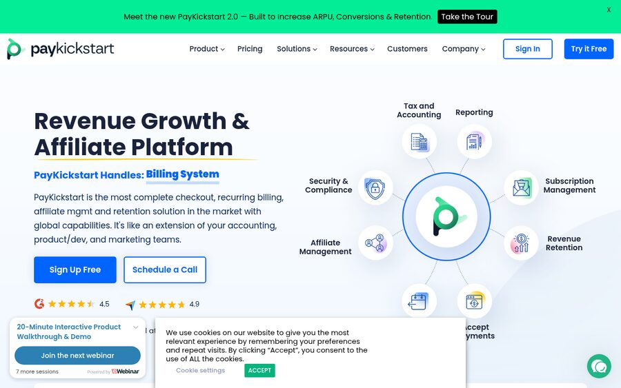 PayKickstart homepage screenshot