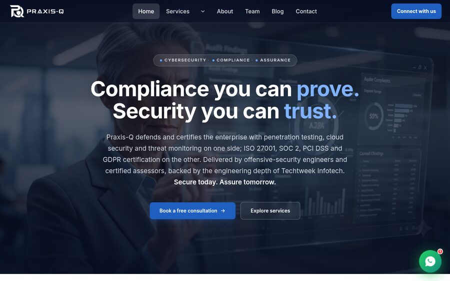 Praxis-Q homepage screenshot