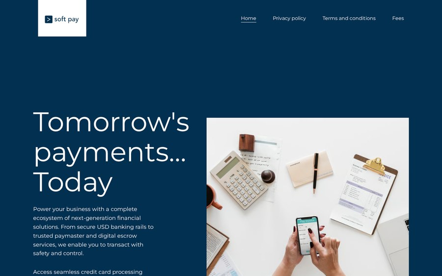 SoftPay homepage screenshot
